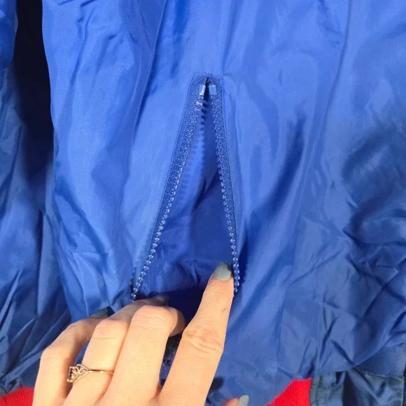 Vtg Oakton Weather Breaker Jacket Mens XL Tall Red Blue Reversible 80s 90s Retro - Picture 7 of 14